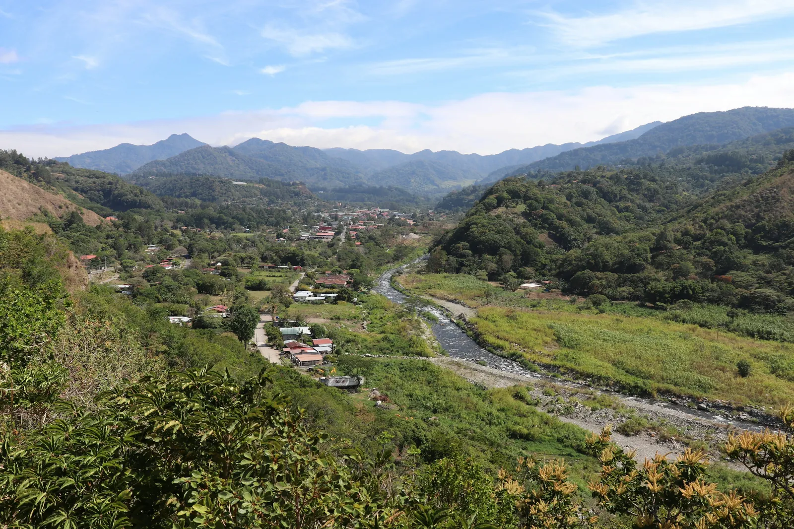 The Boquete valley and its river seen from a hillside
